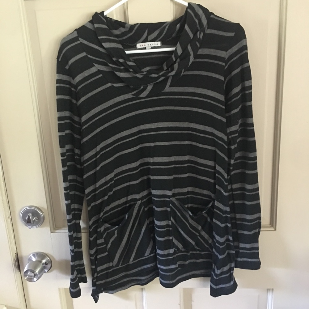 Evereve Red Haute Striped Lightweight Tunic Top
